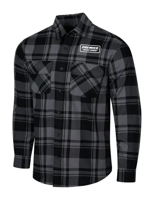 Medium Grey/Black Plaid Flannel Shirt w/Premier Truck Group Logo