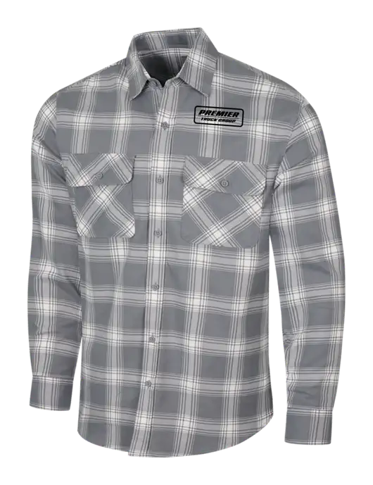 Medium Grey/Cream Plaid Flannel Shirt w/Premier Truck Group Logo