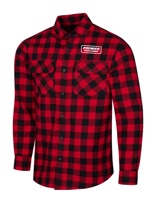 Red/Black Buffalo Check Plaid Flannel Shirt w/Premier Truck Group Logo