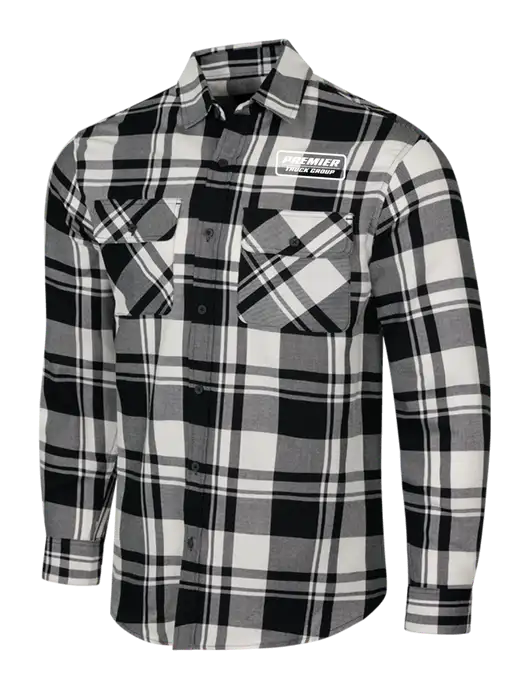 White/Black Plaid Flannel Shirt w/Premier Truck Group Logo