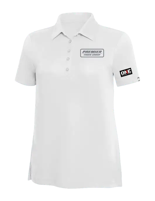 TravisMathew White Solid Womens Oceanside Polo w/Premier Truck Group Logo, ONE Logo