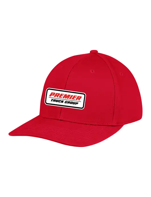 Premium Modern Structured Twill Red Snapback Cap w/Premier Truck Group Logo